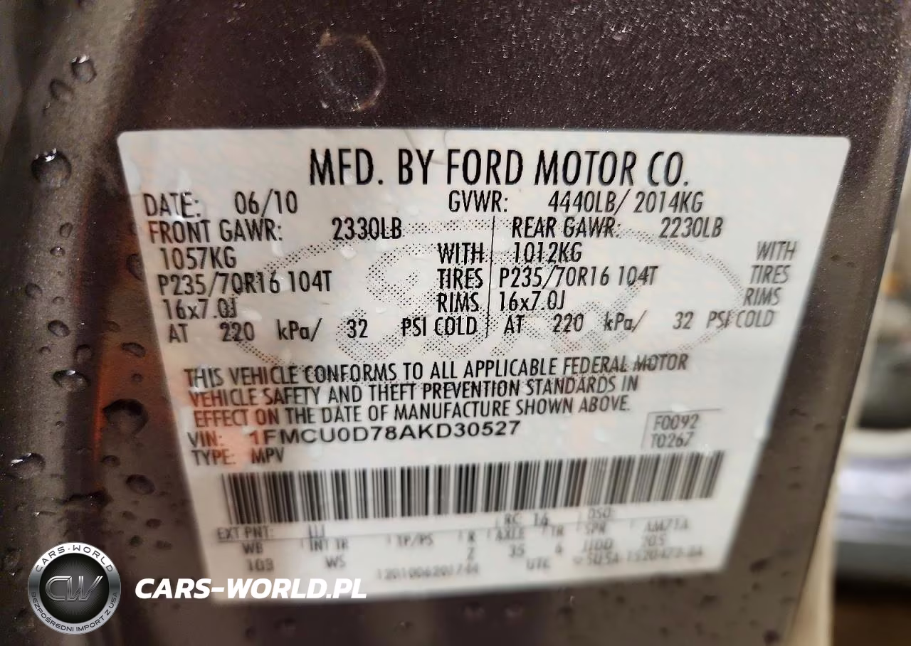 2010 Ford Escape Xlt VIN:1FMCU0D78AKD30527 - 13
