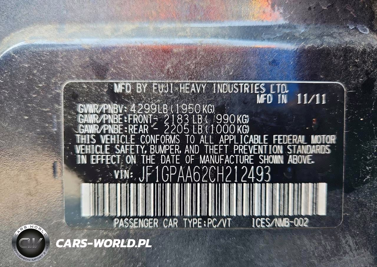 2012 Subaru Impreza VIN:JF1GPAA62CH212493 - 12
