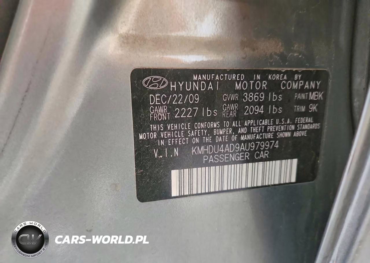 2010 Hyundai Elantra Gls VIN:KMHDU4AD9AU979974 - 12