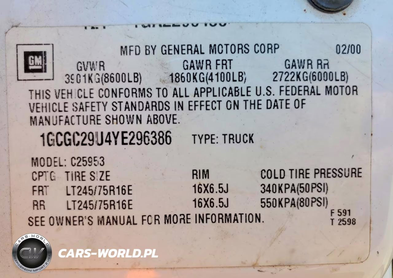 2000 Chevrolet Silverado C2500 VIN:1GCGC29U7YE292638 - 12