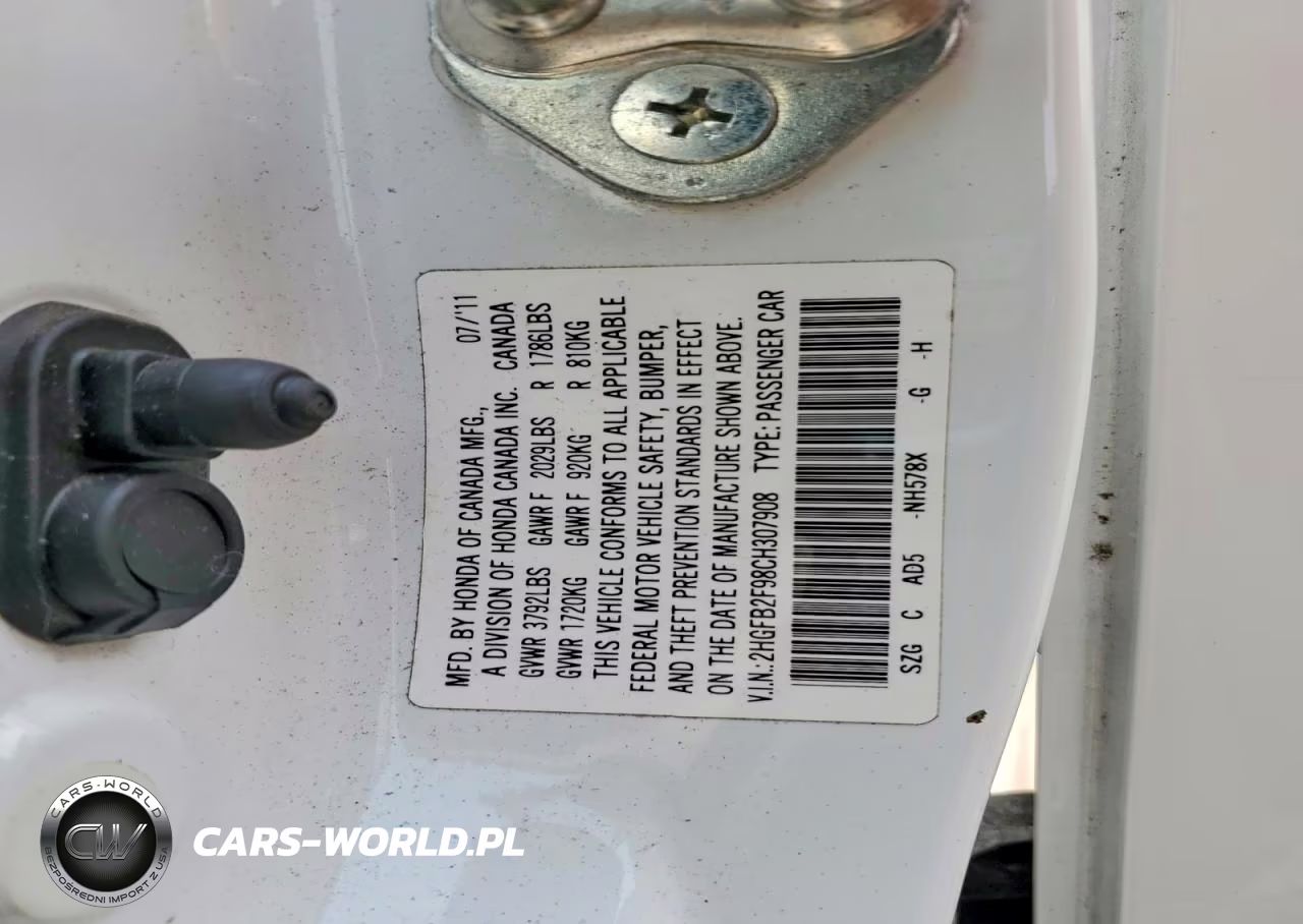 2012 Honda Civic Coupe Dx Autom VIN:2HGFB2F98CH307908 - 13