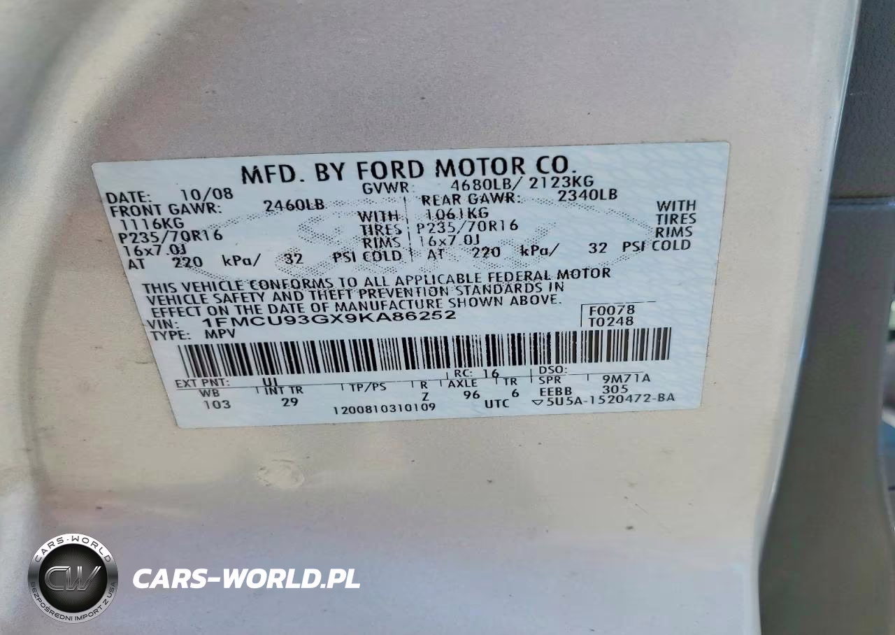 2009 Ford Escape Xlt VIN:1FMCU93GX9KA86252 - 12