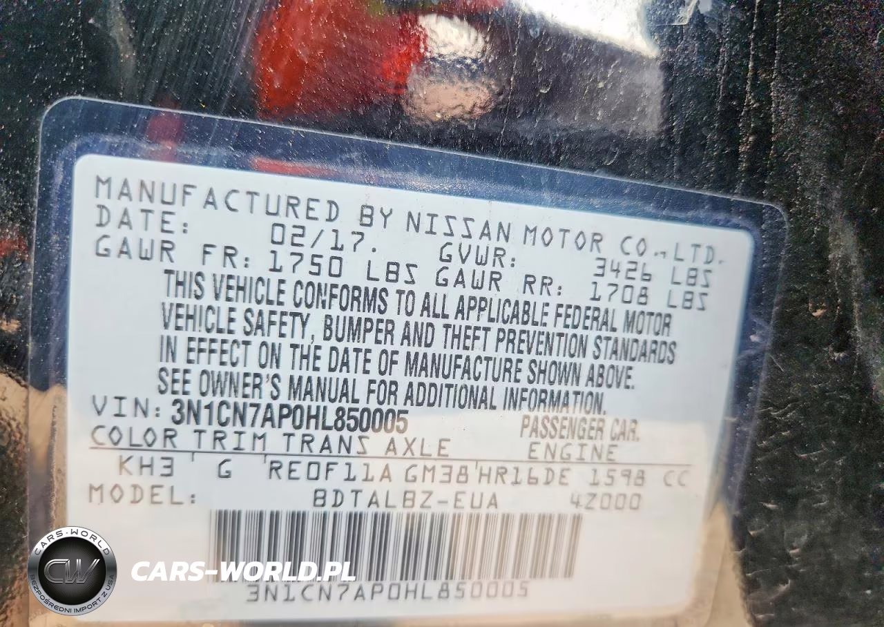 2017 Nissan Versa 1.6 S VIN:3N1CN7AP0HL850005 - 12
