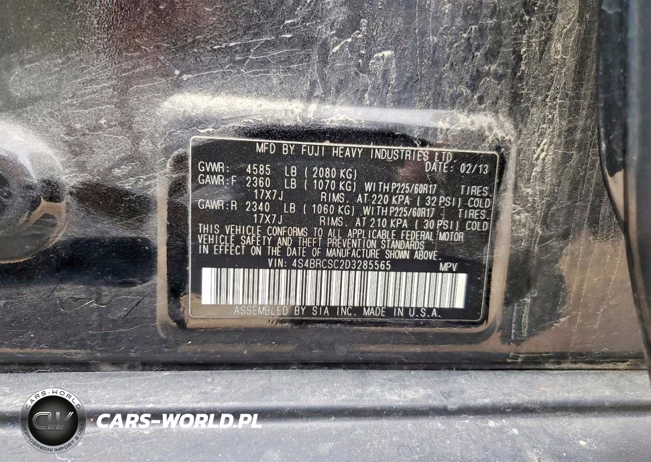 2013 Subaru Outback 2.5I Limited VIN:4S4BRCSC2D3285565 - 13