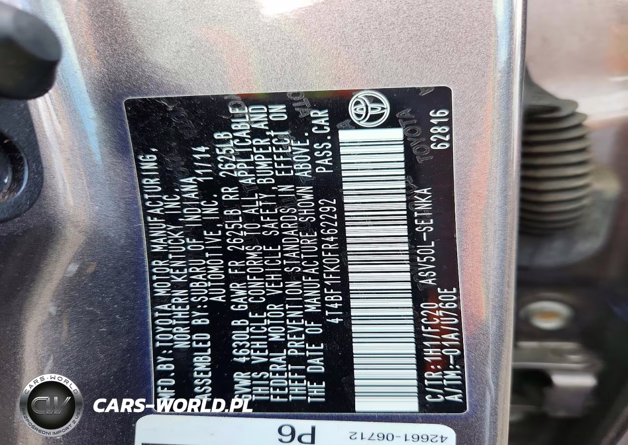 2015 Toyota Camry Le VIN:4T4BF1FK0FR462292 - 12