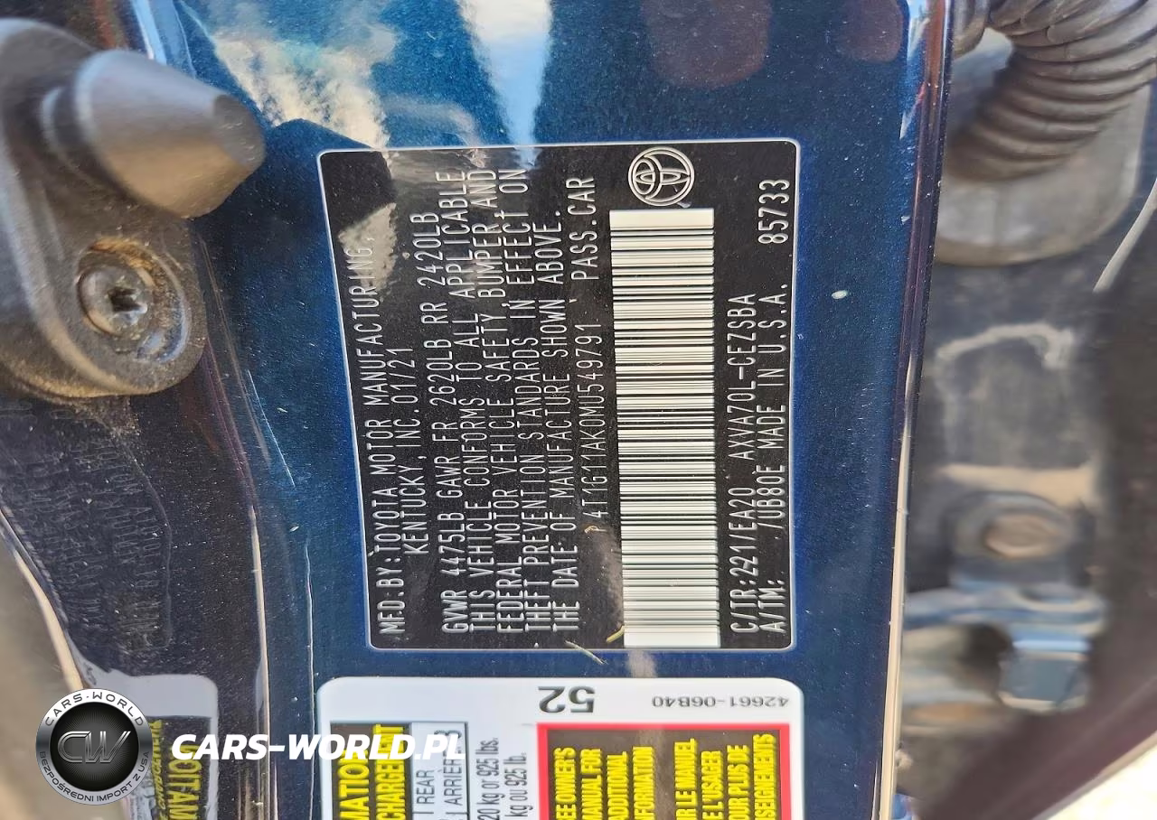2021 Toyota Camry Se VIN:4T1G11AK0MU549791 - 12