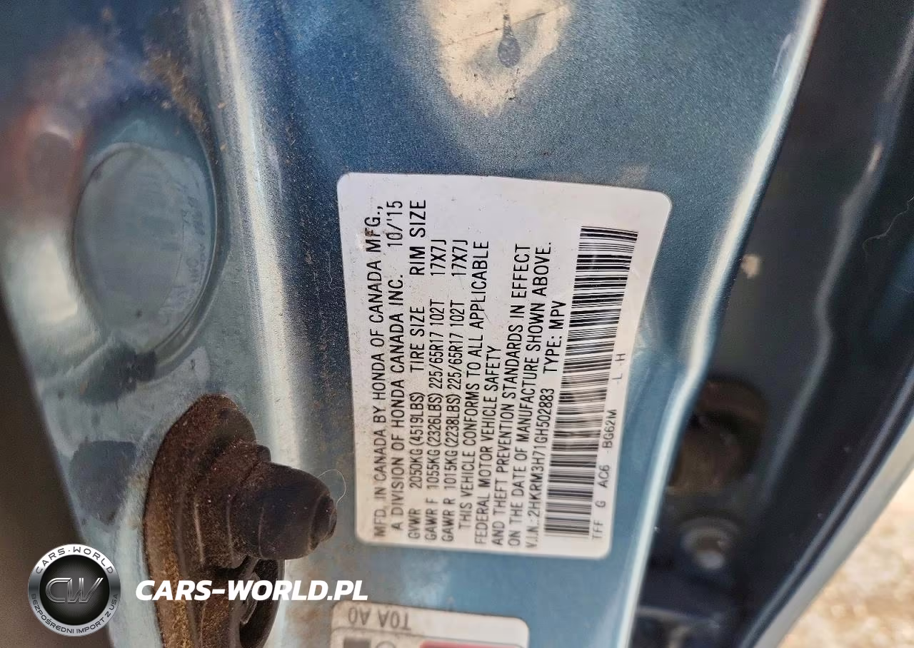 2016 Honda Cr-V Exl VIN:2HKRM3H71GH502883 - 13