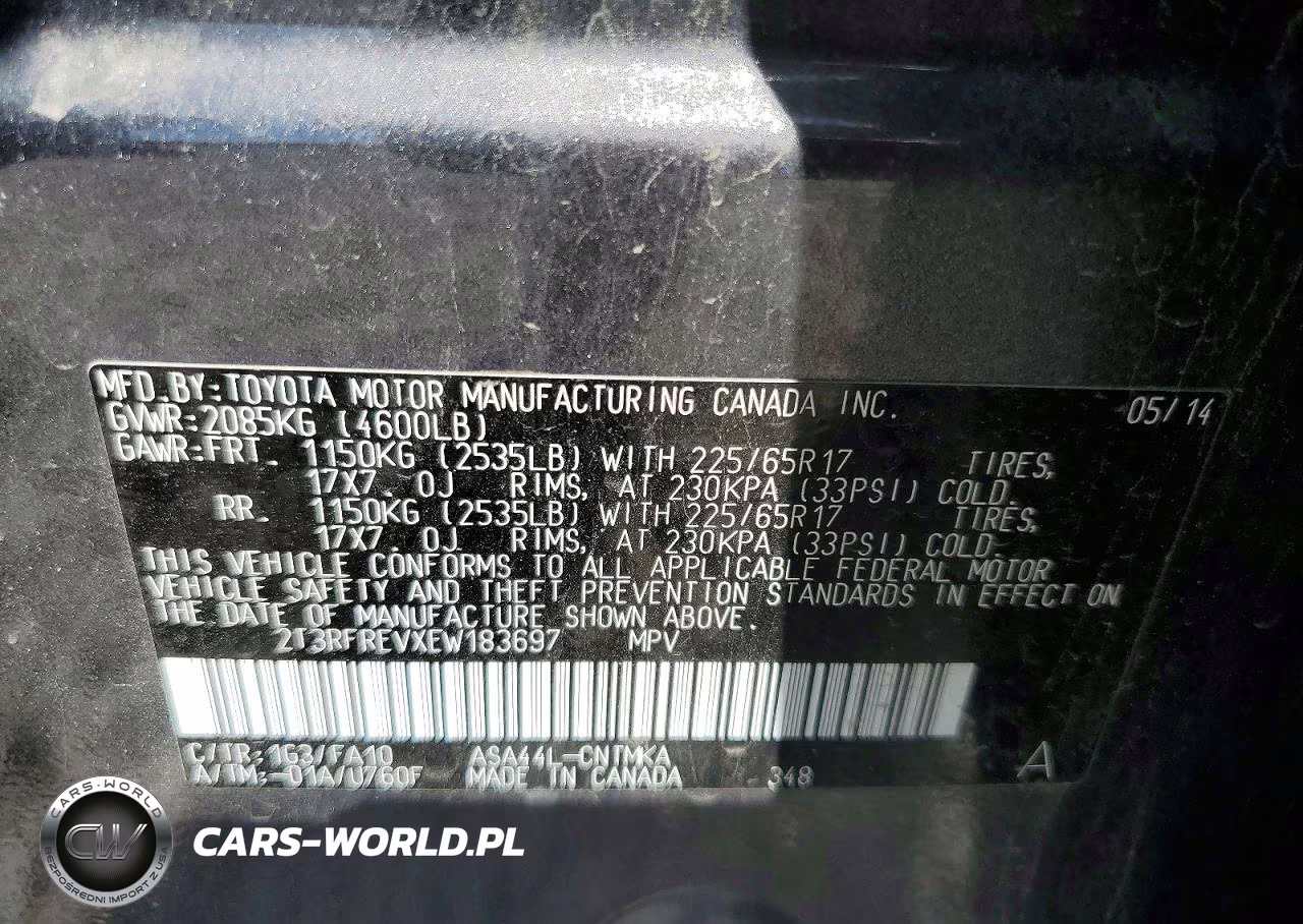 2014 Toyota Rav4 Xle VIN:2T3RFREVXEW183697 - 12