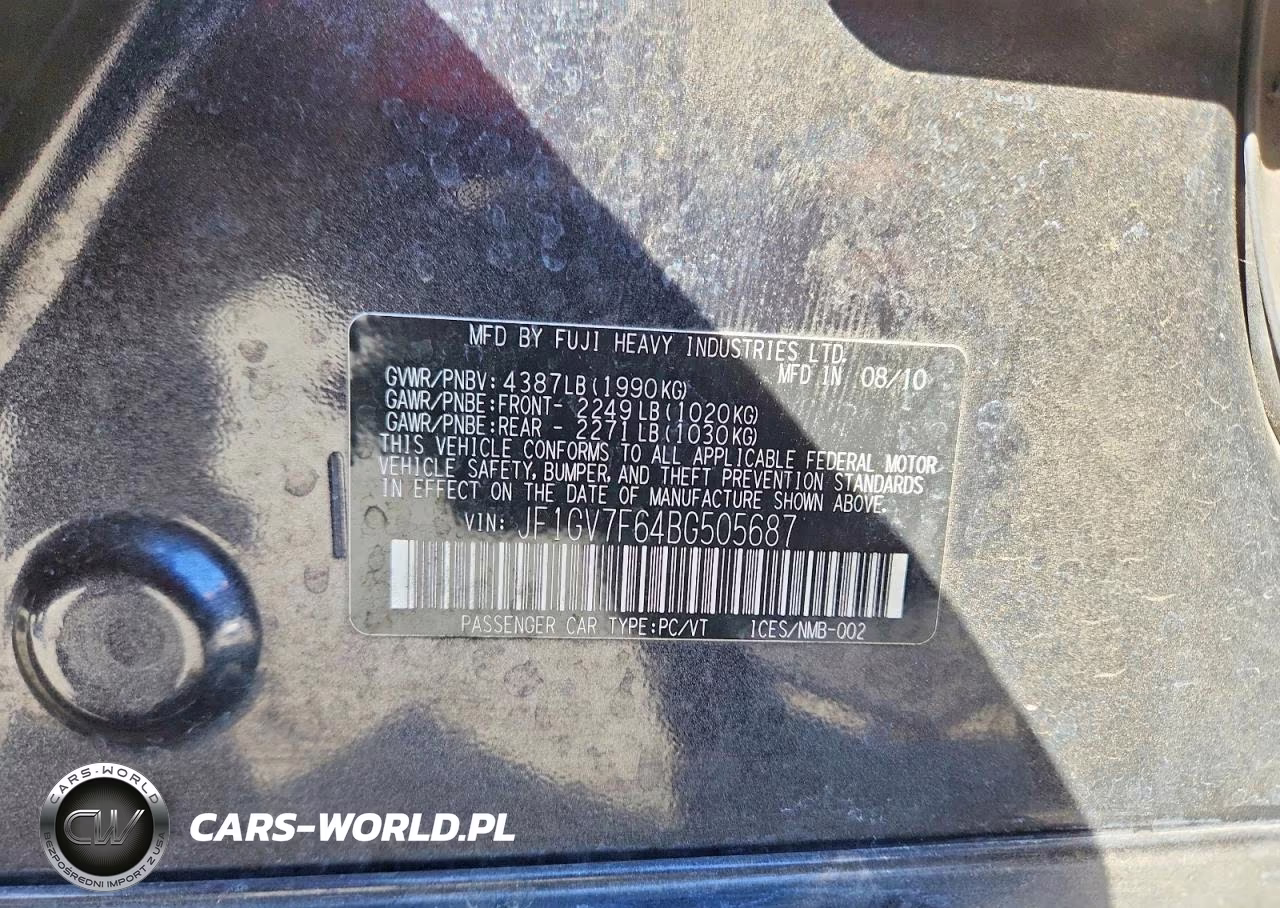 2011 Subaru Impreza Wrx VIN:JF1GV7F64BG505687 - 12