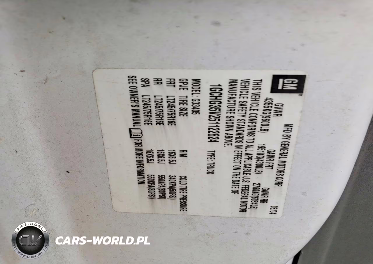 2005 Chevrolet Express 3500 Delivery Van VIN:1GCHG35V251122624 - 13