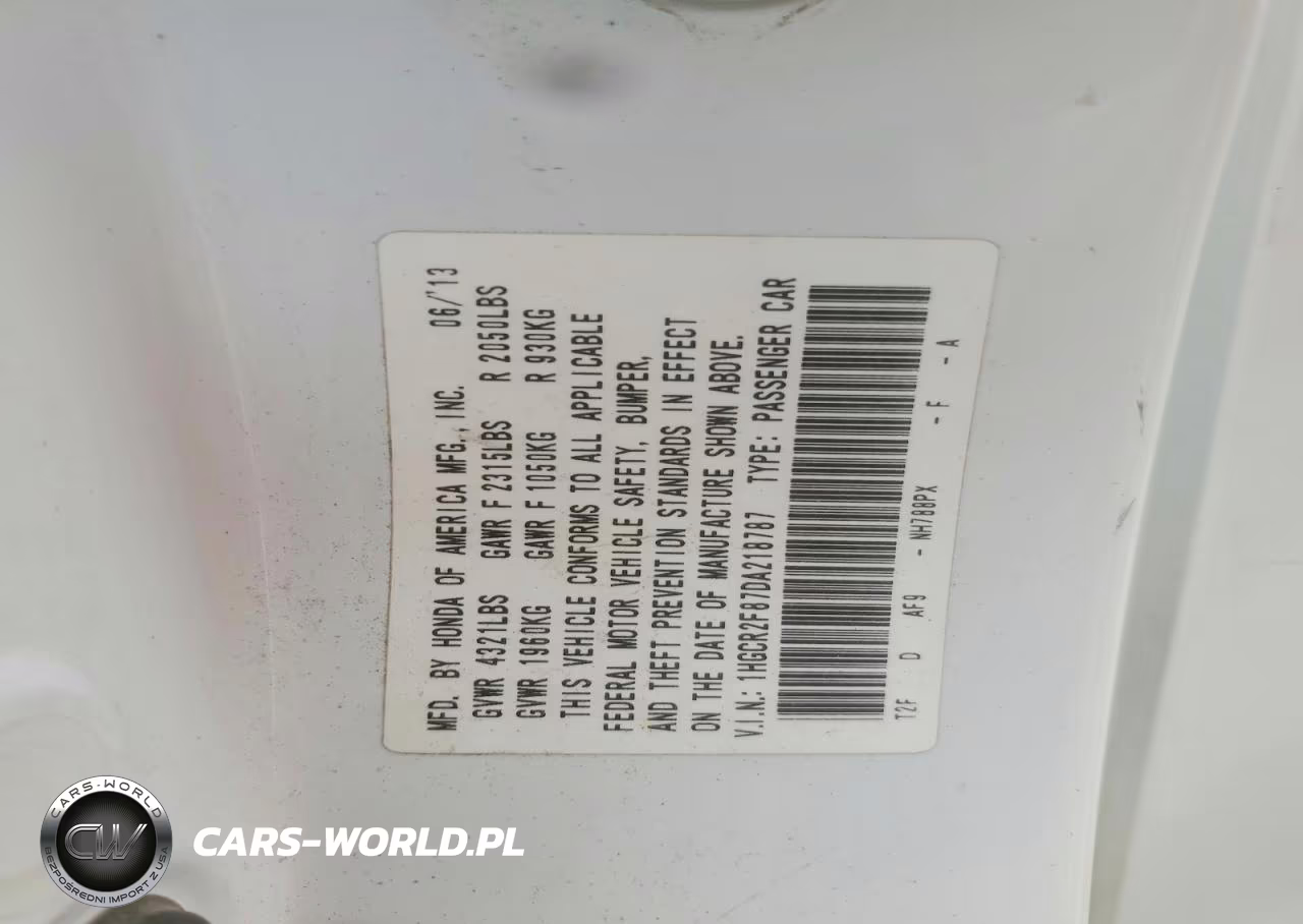 2013 Honda Accord Exl VIN:1HGCR2F87DA218787 - 12
