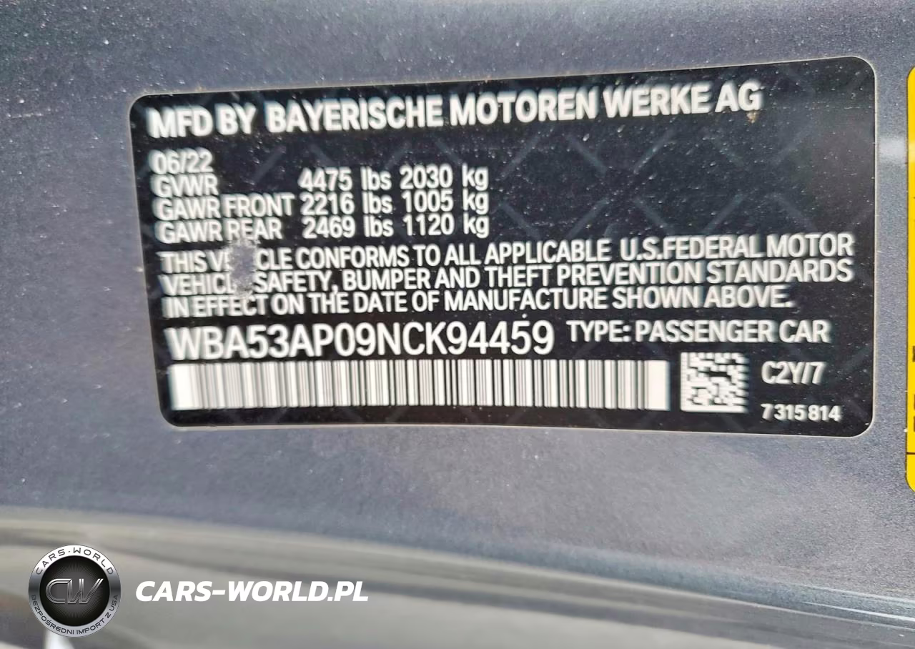 2022 BMW 430I VIN:WBA53AP09NCK94459 - 13