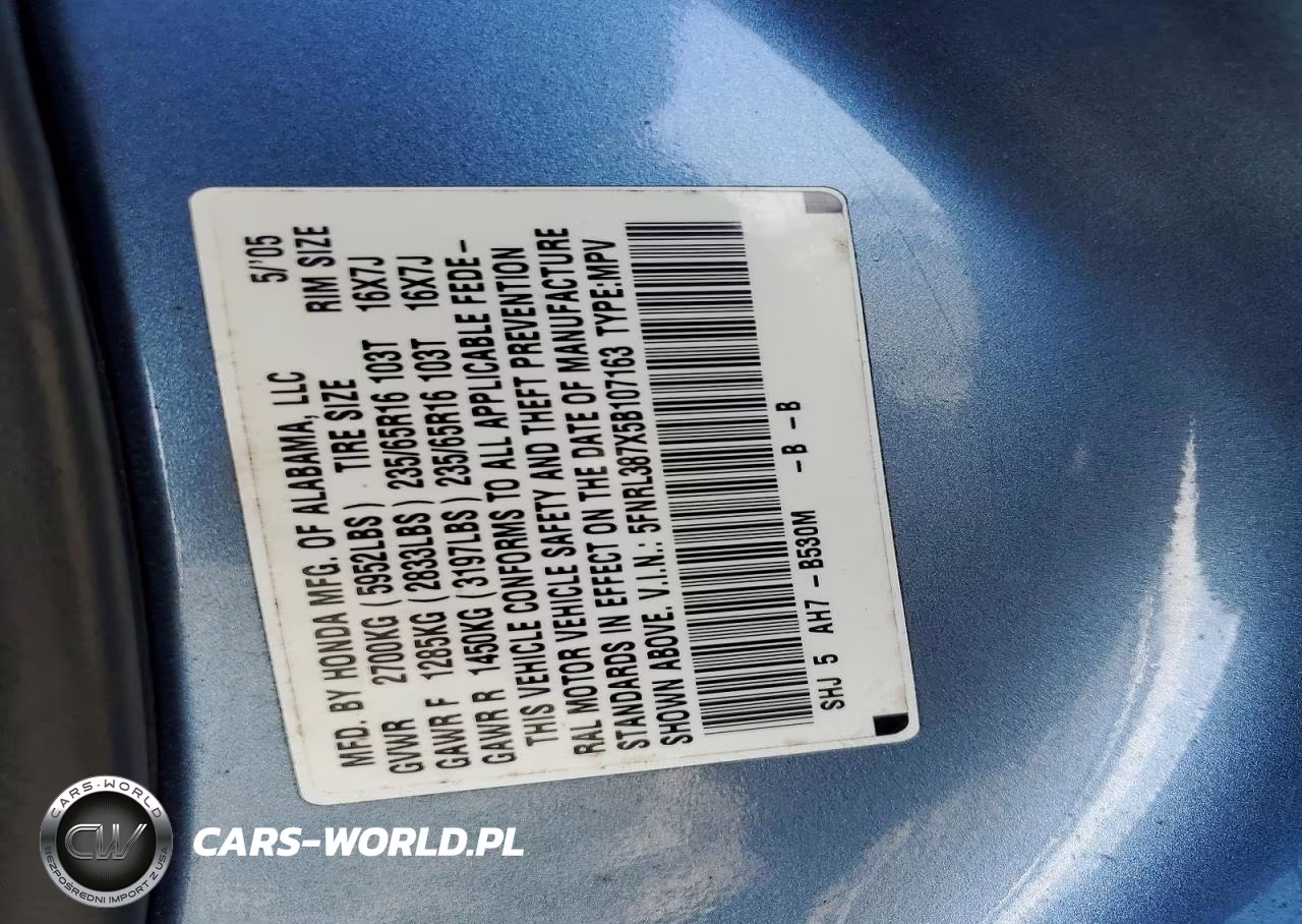 2005 Honda Odyssey Exl VIN:5FNRL387X5B107163 - 14