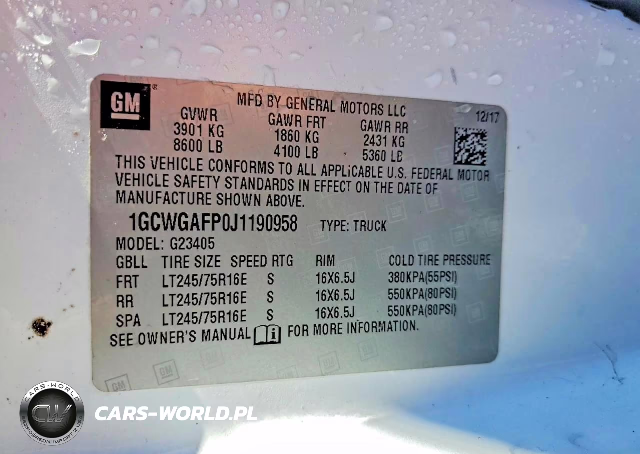 2018 Chevrolet Express G2500 VIN:1GCWGAFP0J1190958 - 14