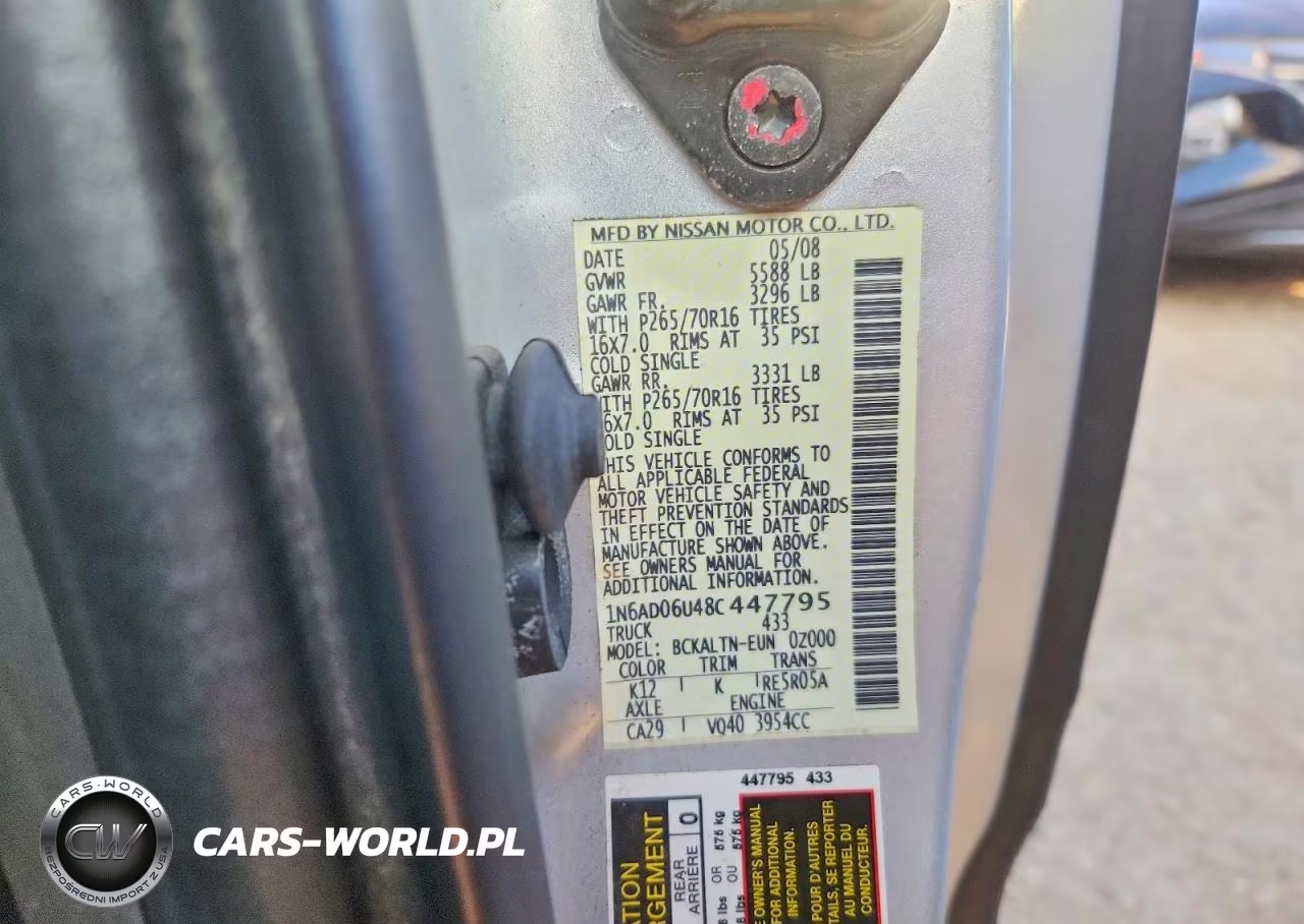 2008 Nissan Frontier Se V6 VIN:1N6AD06U48C447795 - 12