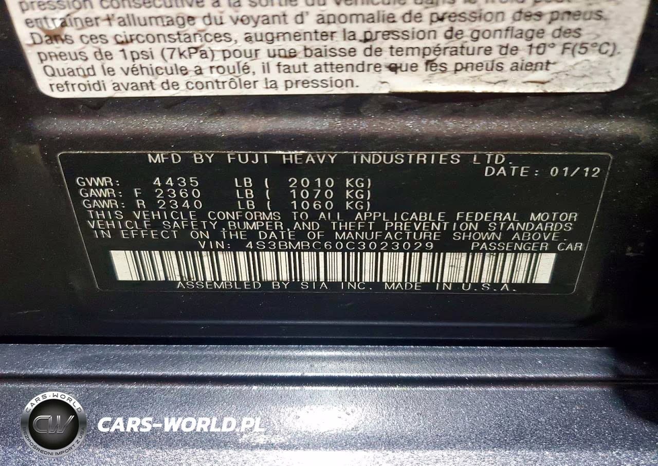 2012 Subaru Legacy 2.5I Premium VIN:4S3BMBC60C3023029 - 13