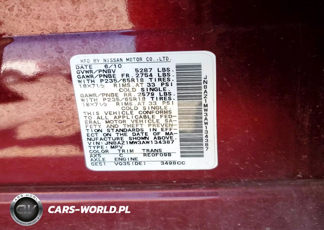 2010 Nissan Murano S VIN:JN8AZ1MW3AW134387 - 12