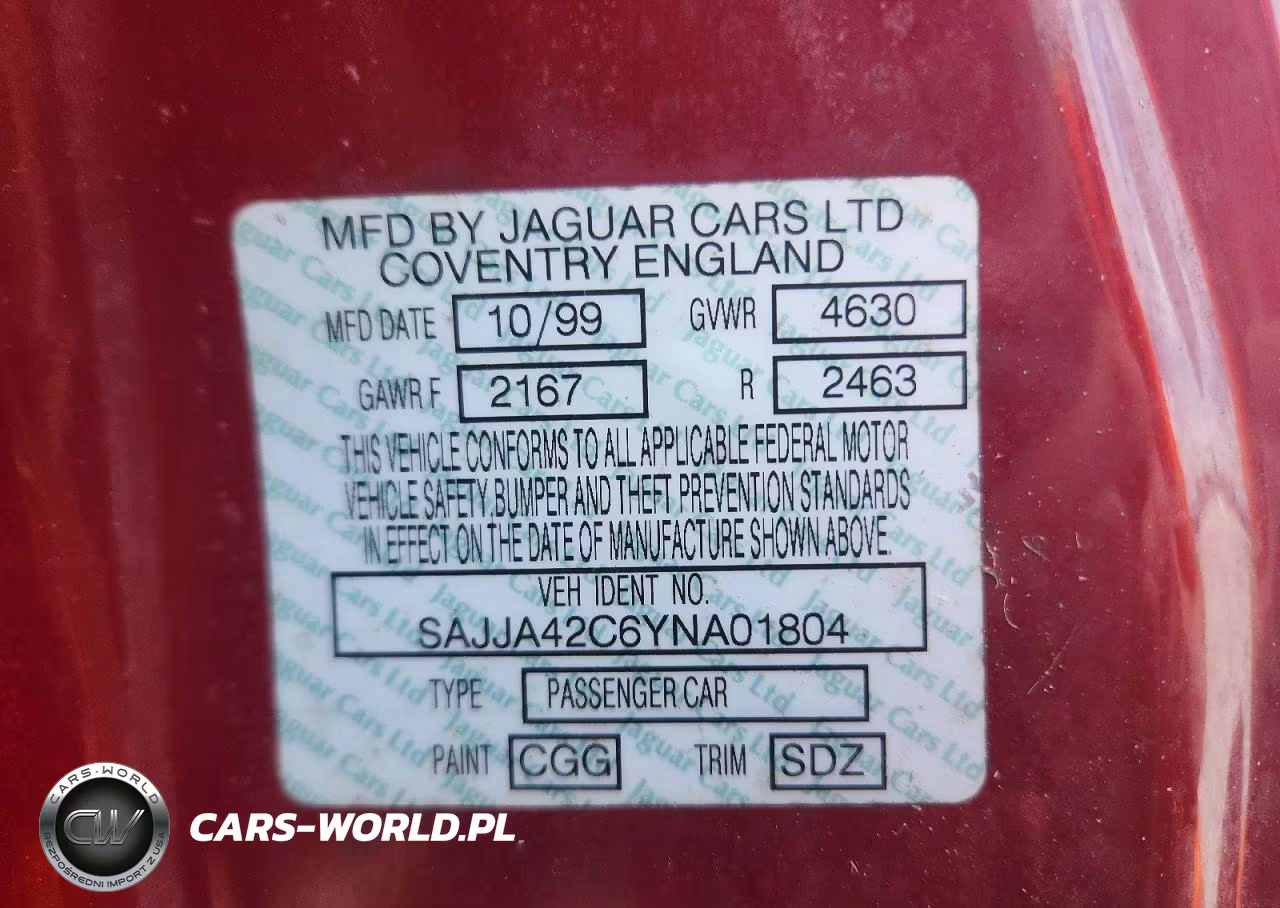 2000 Jaguar Xk8 VIN:SAJJA42C6YNA01804 - 12