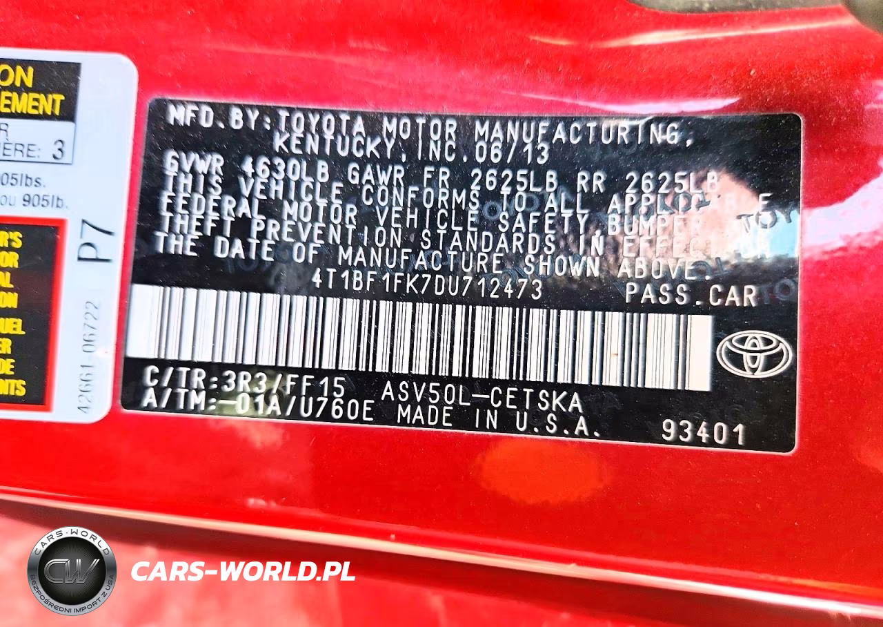 2013 Toyota Camry Se VIN:4T1BF1FK7DU712473 - 13