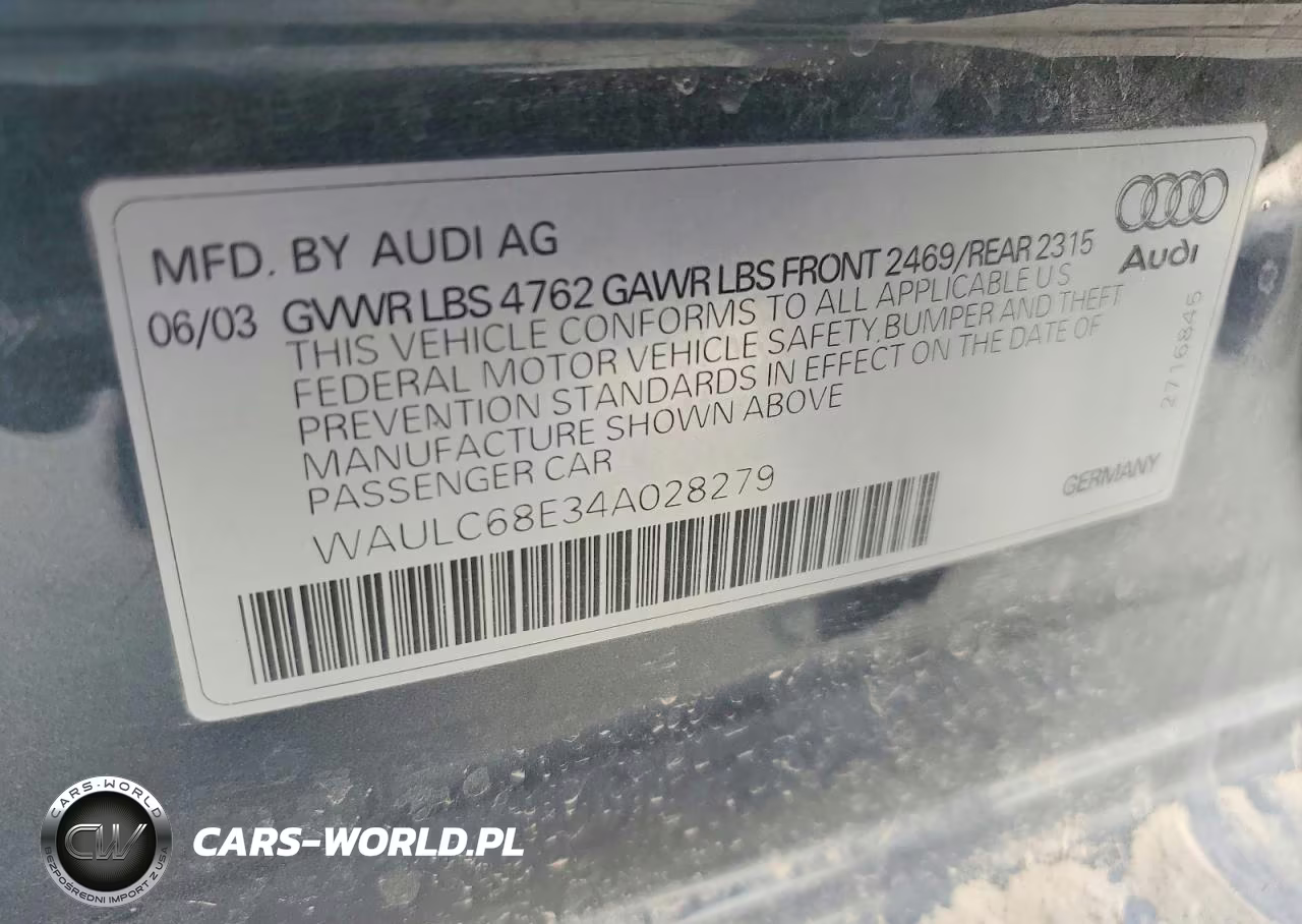 2004 Audi A4 1.8T Quattro VIN:WAULC68E34A028279 - 12
