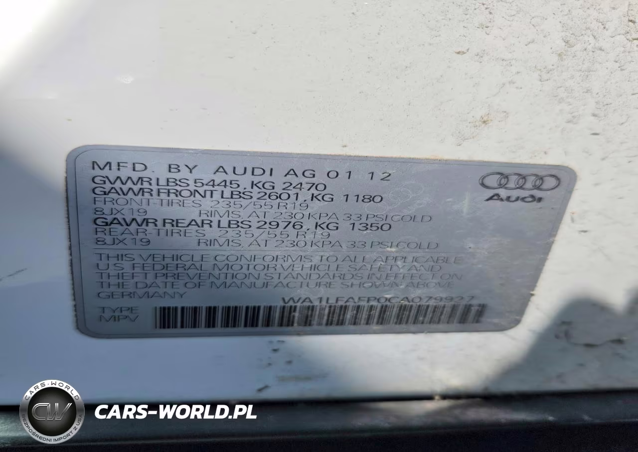 2012 Audi Q5 Premium Plus VIN:WA1LFAFP0CA079927 - 12