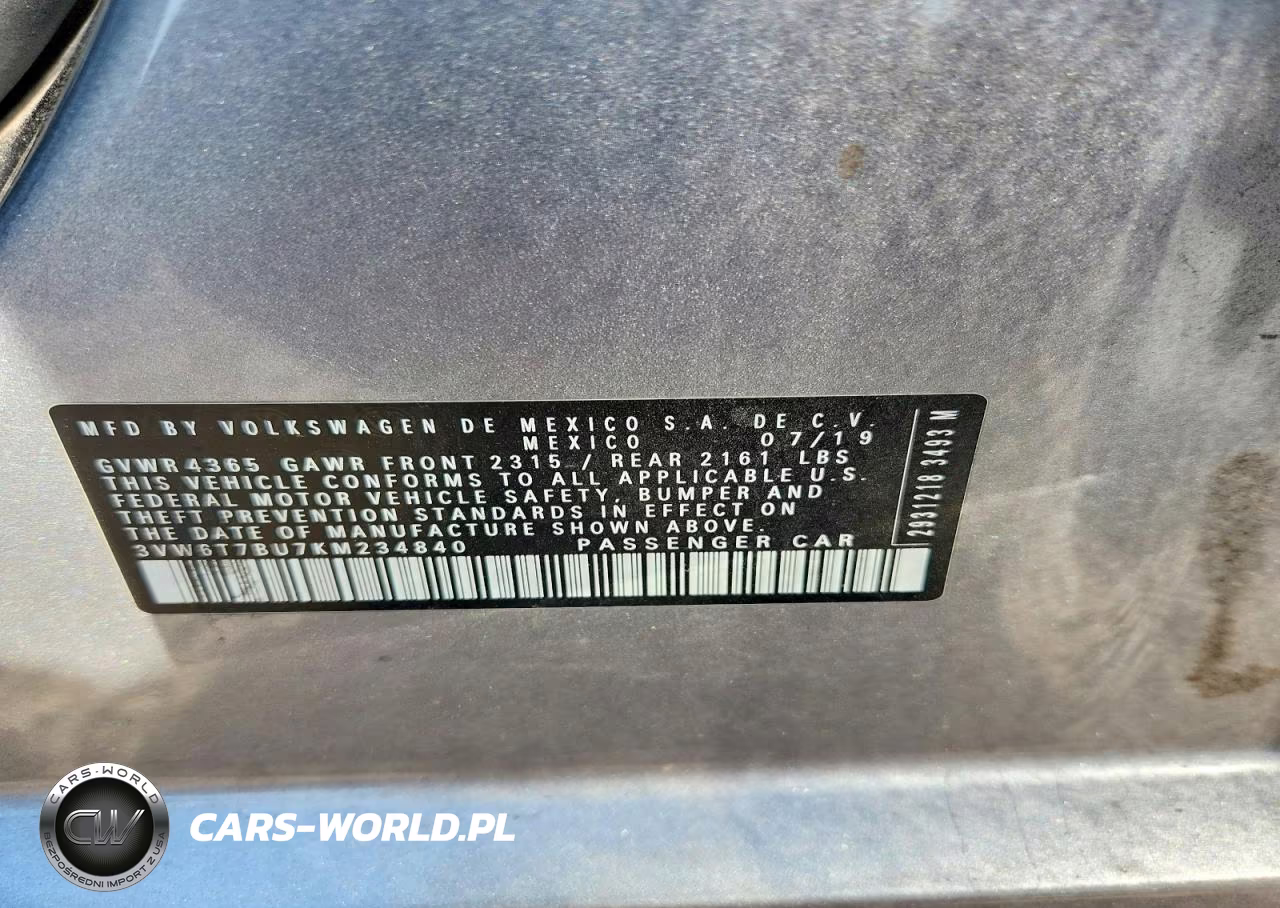 2019 Volkswagen Jetta Gli VIN:3VW6T7BU7KM234840 - 12