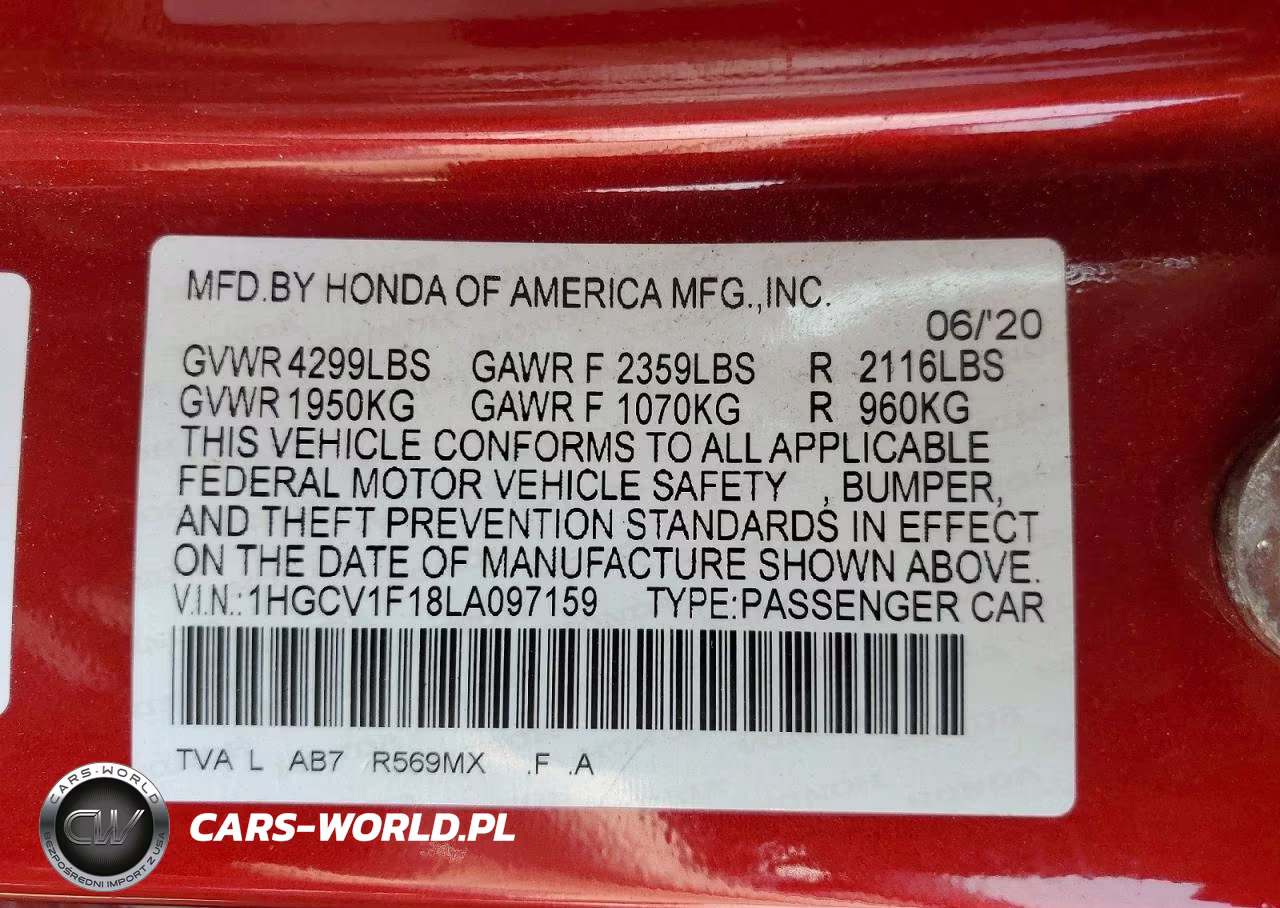 2020 Honda Accord Lx VIN:1HGCV1F18LA097159 - 12