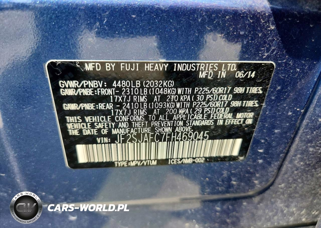 2015 Subaru Forester 2.5I Premium VIN:JF2SJAFC7FH469045 - 13