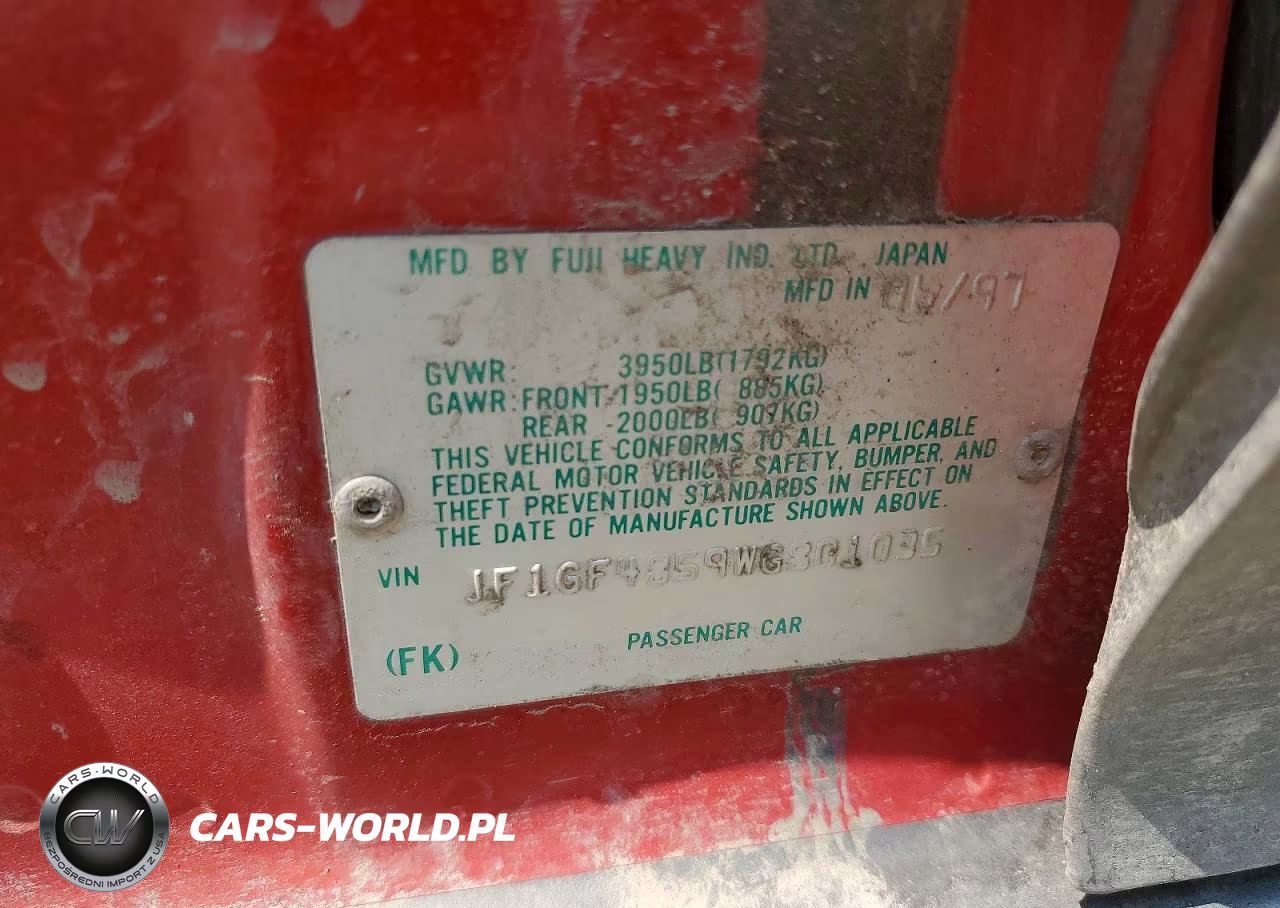 1998 Subaru Impreza Outback VIN:JF1GF4859WG801035 - 12
