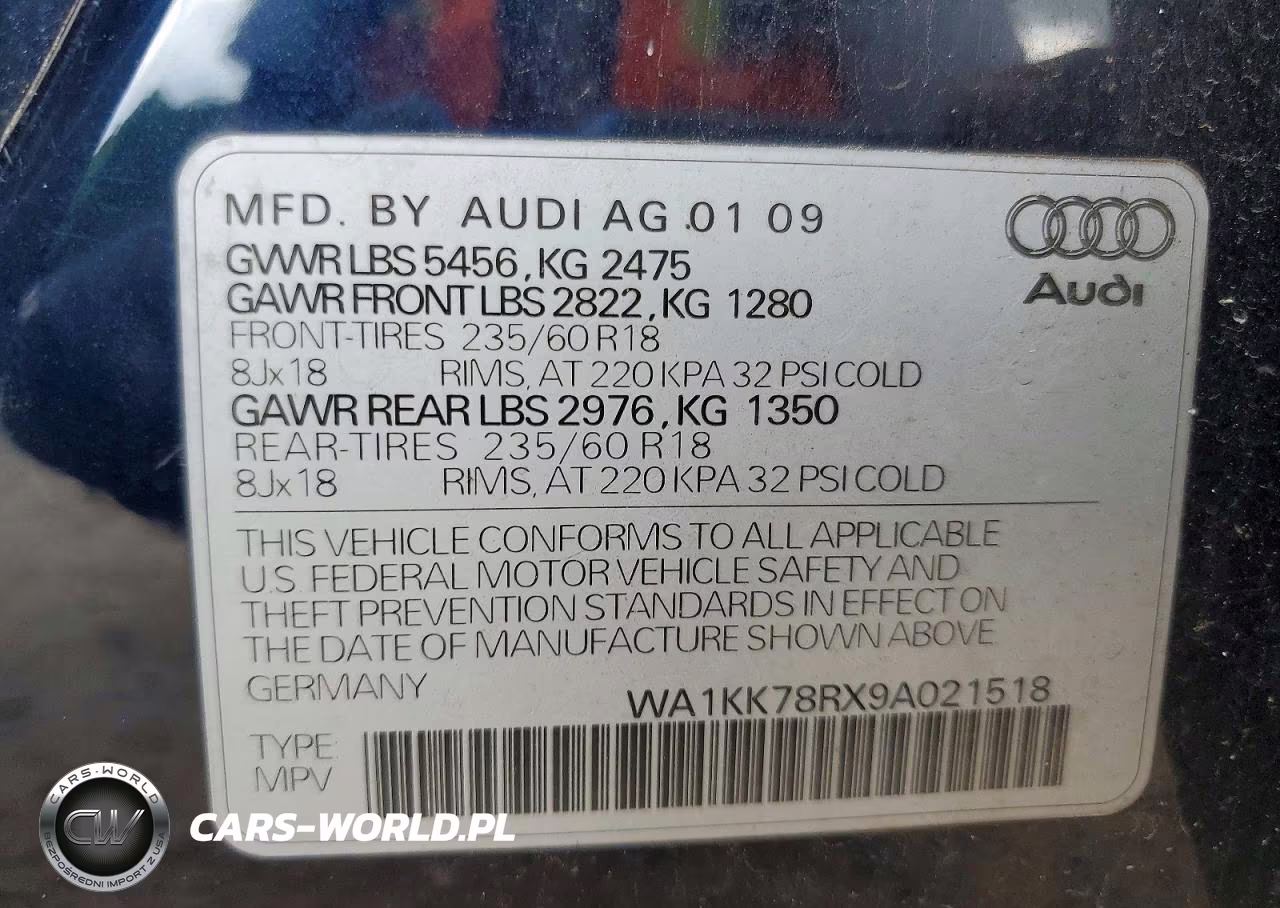 2009 Audi Q5 3.2 VIN:WA1KK78RX9A021518 - 13