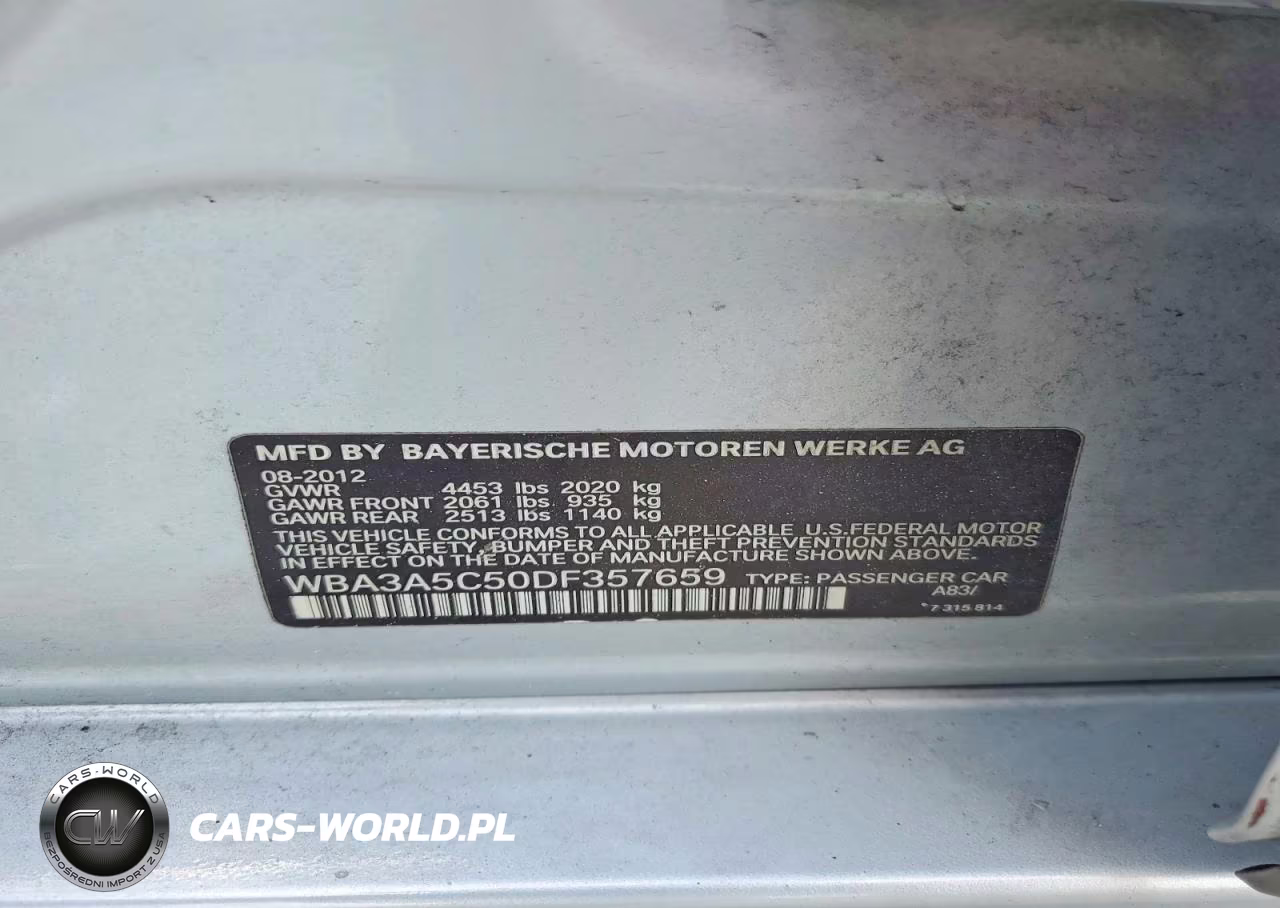 2013 BMW 328 I VIN:WBA3A5C50DF357659 - 12