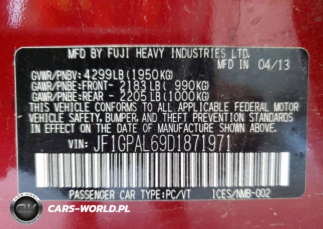 2013 Subaru Impreza Sport Premium VIN:JF1GPAL69D1871971 - 13