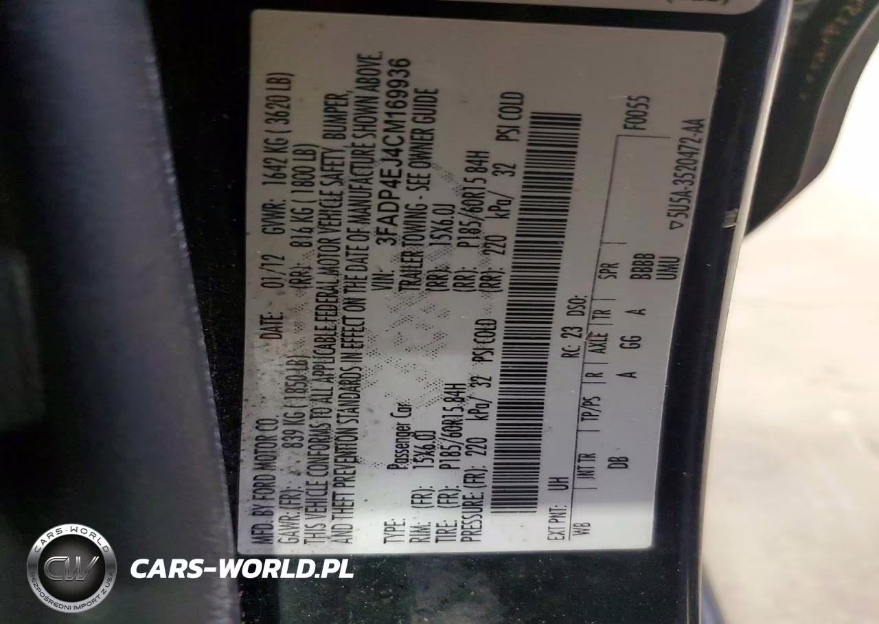 2012 Ford Fiesta Se VIN:3FADP4EJ4CM169936 - 12