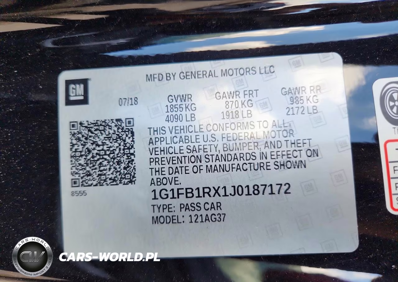 2018 Chevrolet Camaro Lt VIN:1G1FB1RX1J0187172 - 13