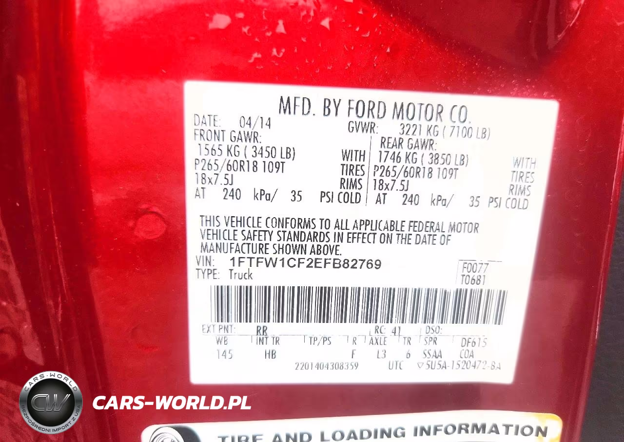 2014 Ford F150 Supercrew VIN:1FTFW1CF2EFB82769 - 12