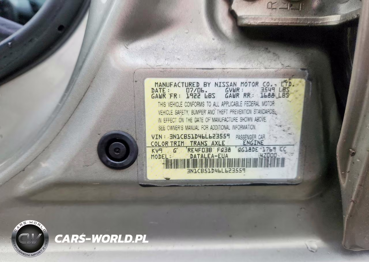 2006 Nissan Sentra 1.8 VIN:3N1CB51D46L623559 - 12