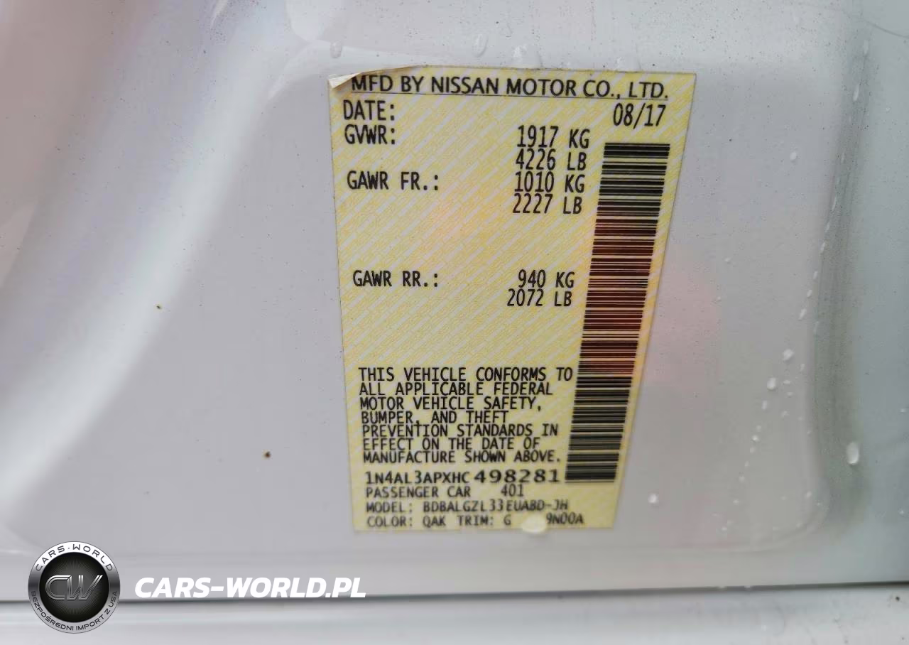 2017 Nissan Altima 2.5 S VIN:1N4AL3APXHC498281 - 12