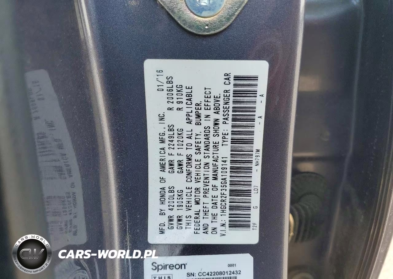 2016 Honda Accord Lx VIN:1HGCR2F35GA109141 - 12