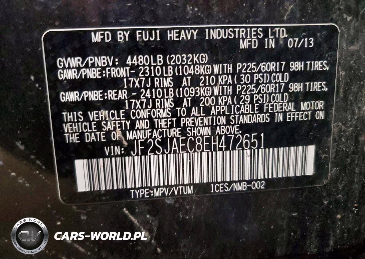 2014 Subaru Forester 2.5I Premium VIN:JF2SJAEC8EH472651 - 13
