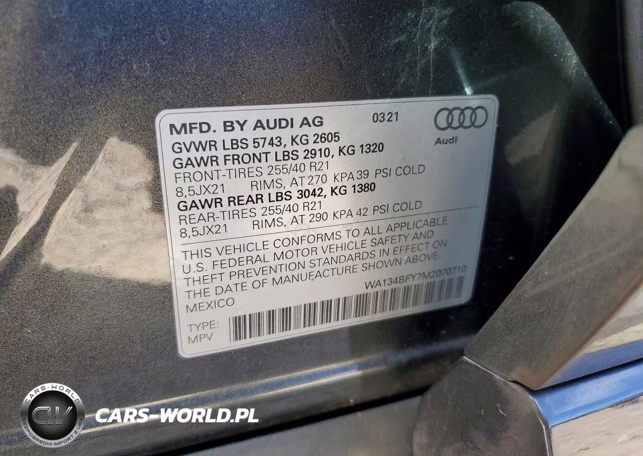 2021 Audi Sq5 Sportback Prestige VIN:WA134BFY7M2070710 - 13