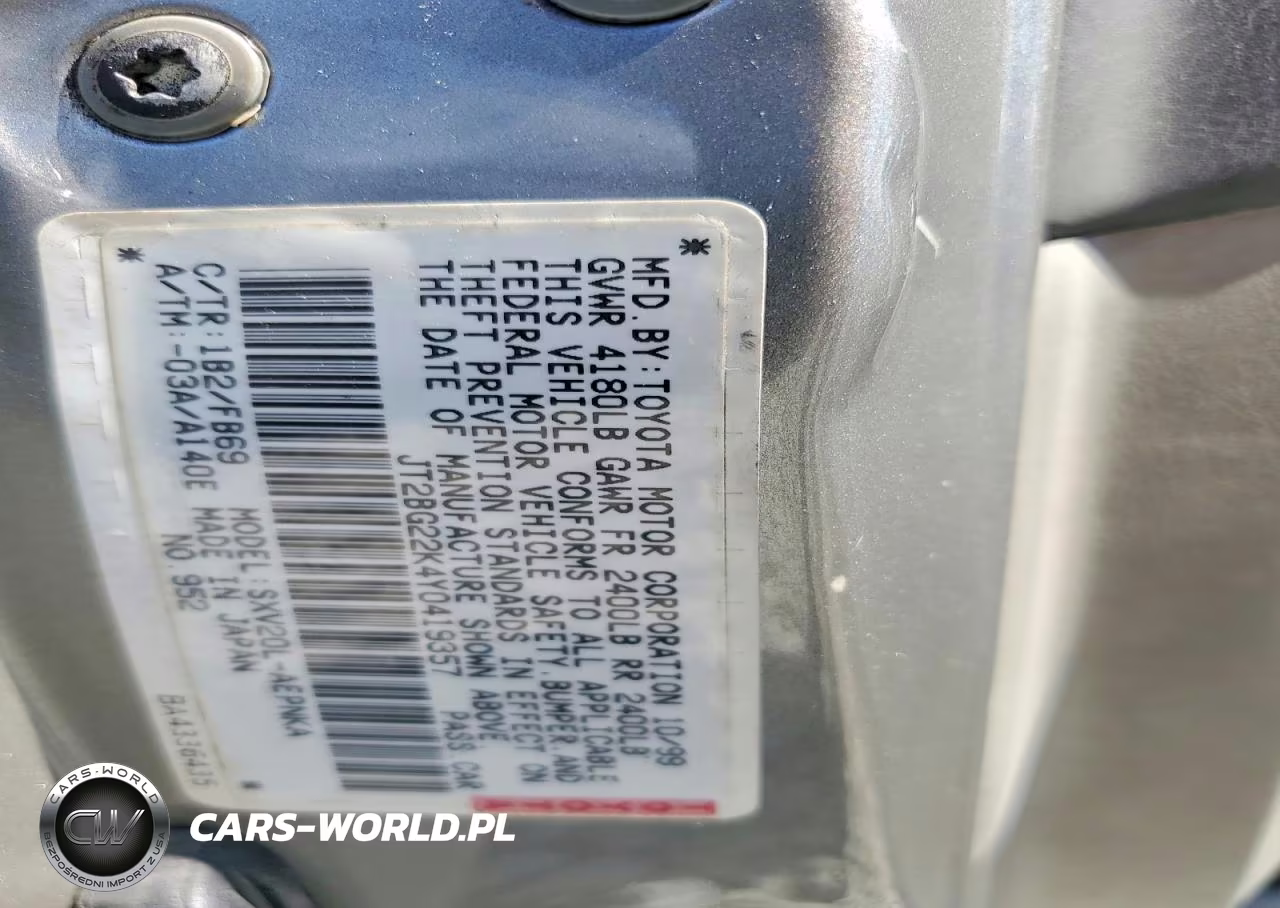 2000 Toyota Camry Le VIN:JT2BG22K4Y0419357 - 12