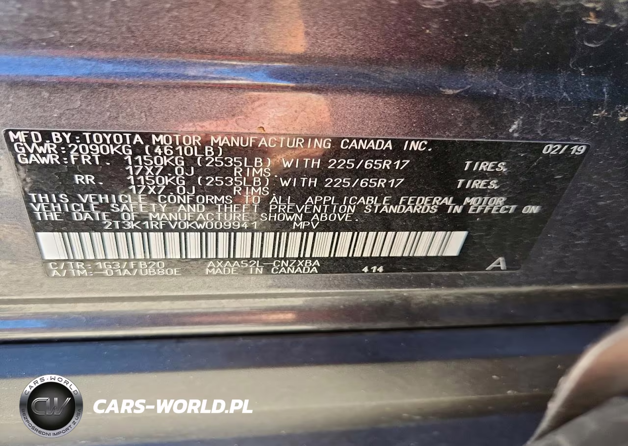 2019 Toyota Rav4 Le VIN:2T3K1RFV0KW009941 - 12