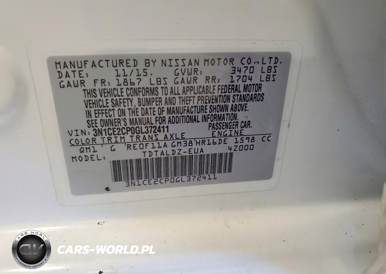 2016 Nissan Versa Note Sv VIN:3N1CE2CP0GL372411 - 14
