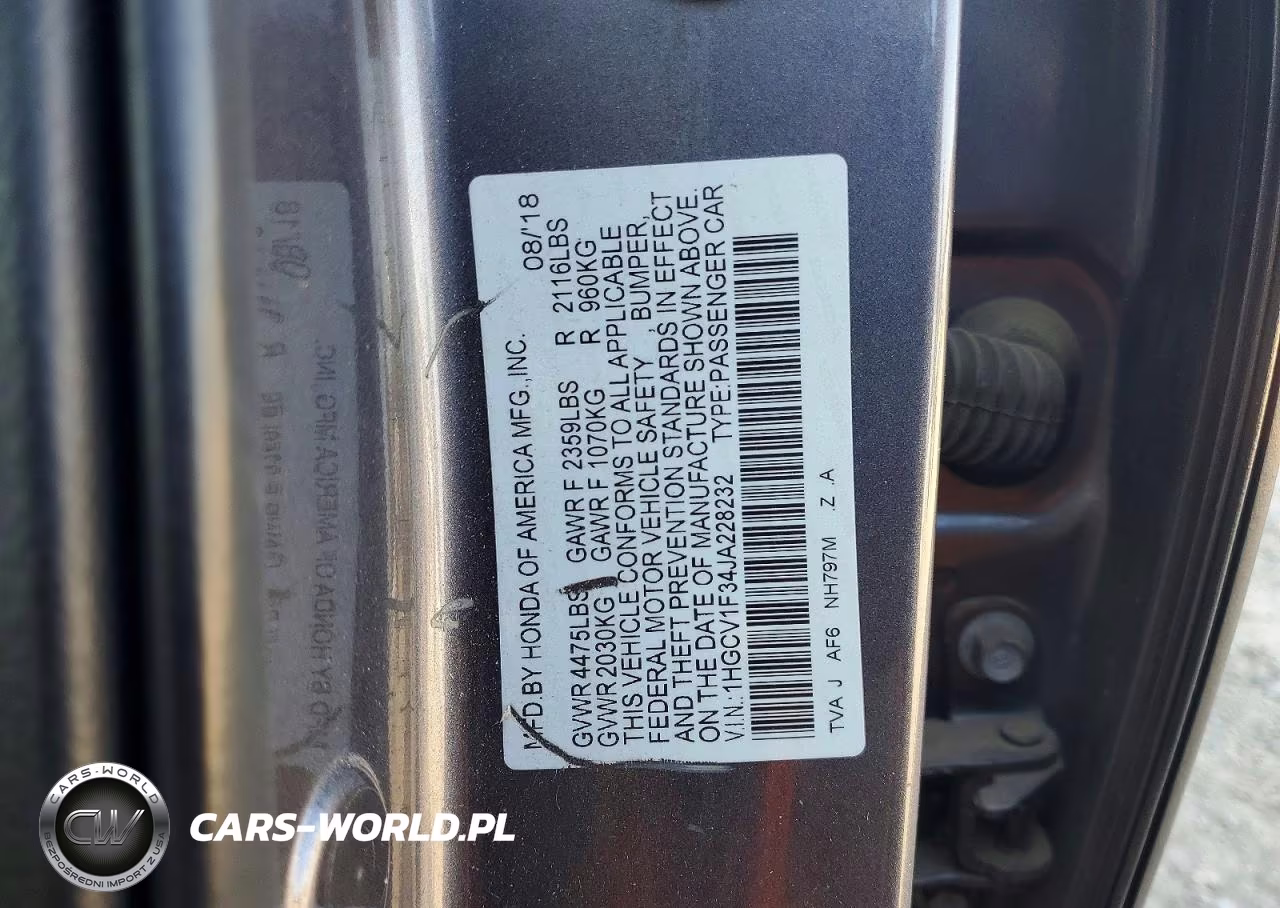 2018 Honda Accord Sport VIN:1HGCV1F34JA228232 - 12