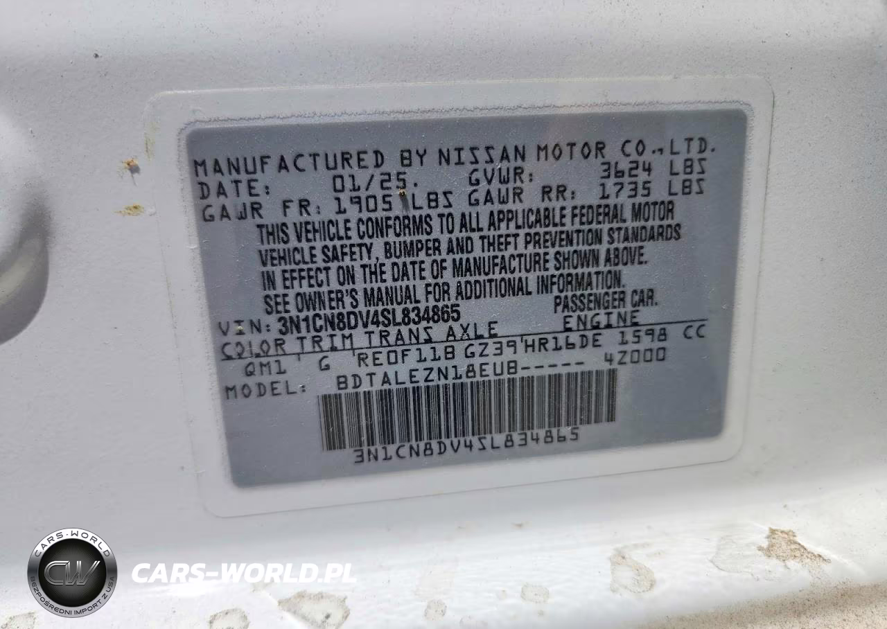2025 Nissan Versa S VIN:3N1CN8DV4SL834865 - 13