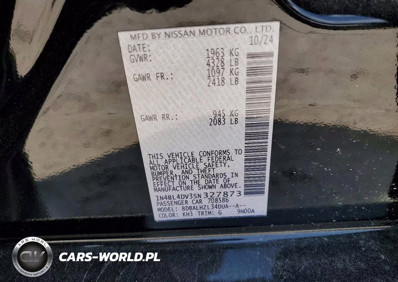 2025 Nissan Altima Sv VIN:1N4BL4DV3SN327873 - 13