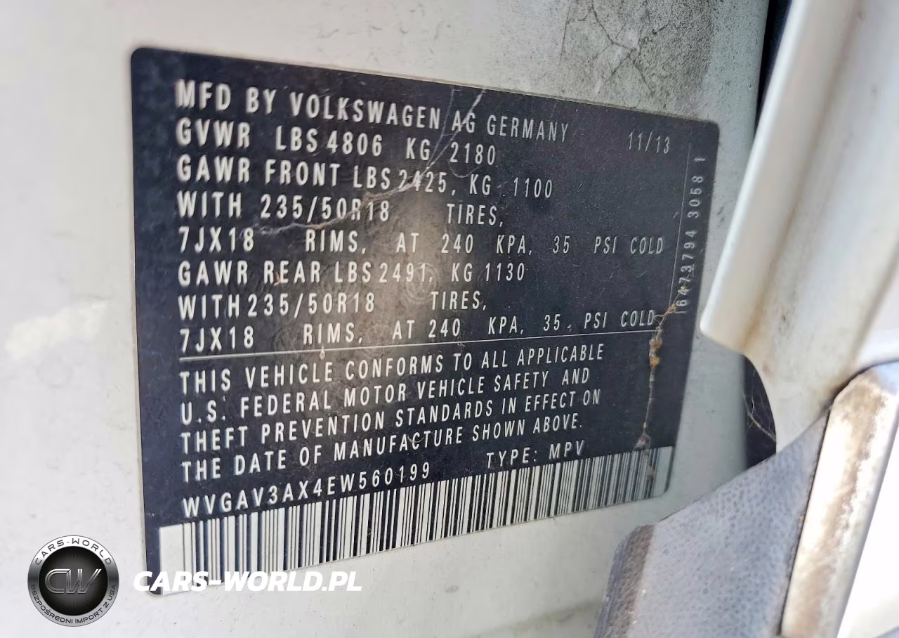 2014 Volkswagen Tiguan S VIN:WVGAV3AX4EW560199 - 12