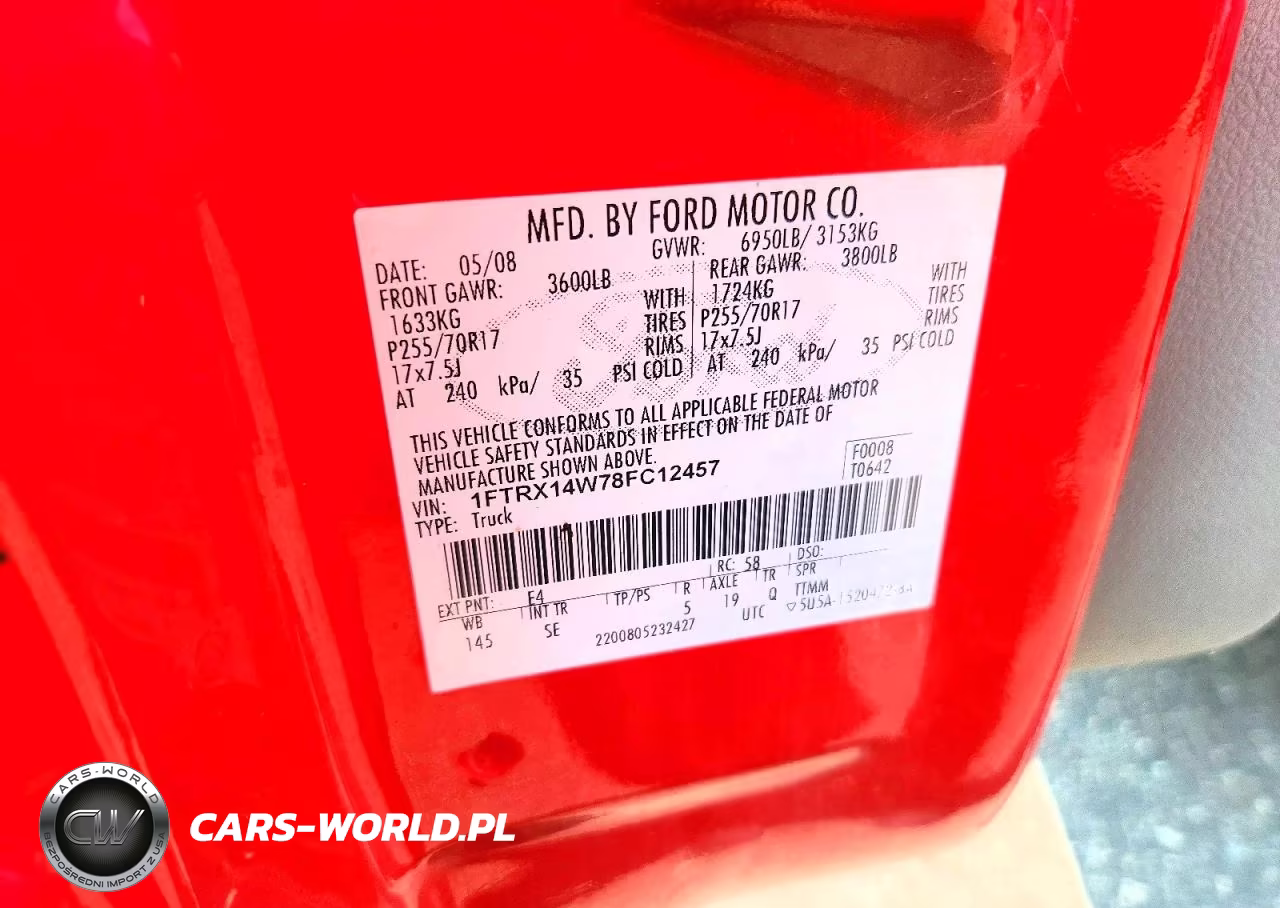 2008 Ford F150 VIN:1FTRX14W78FC12457 - 12
