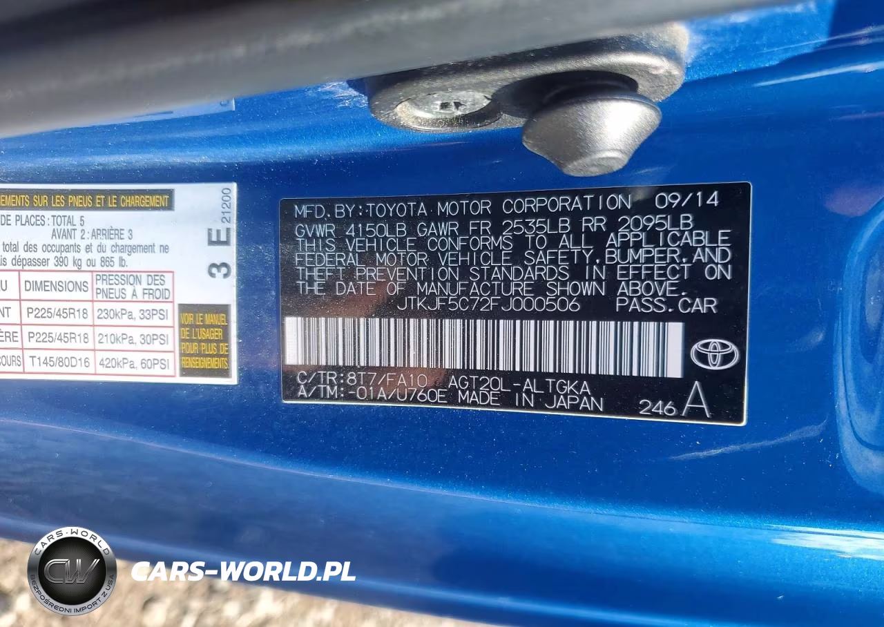 2015 Scion Tc Base VIN:JTKJF5C72FJ000506 - 12