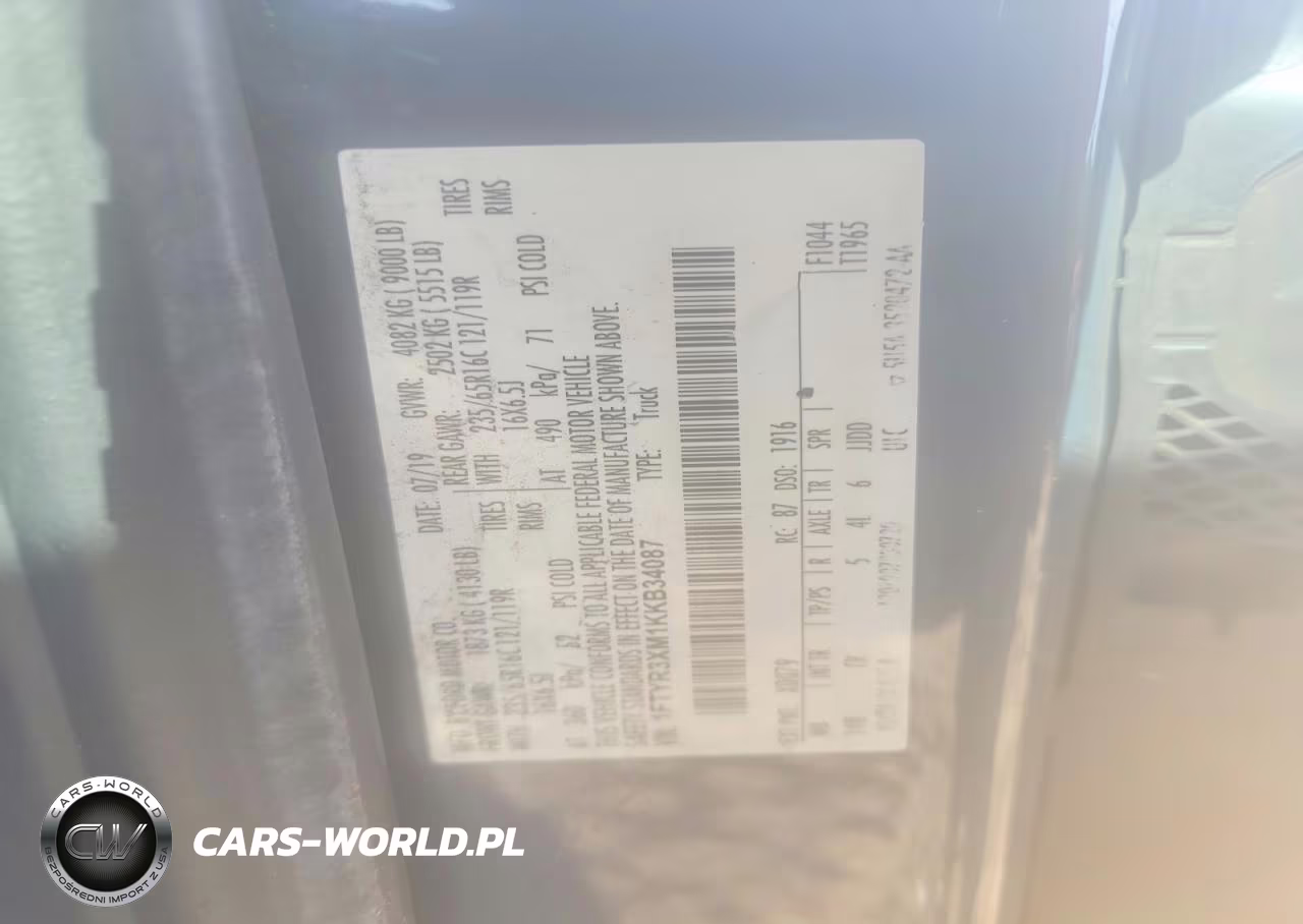 2019 Ford Transit T-250 Delivery Van VIN:1FTYR3XM1KKB34087 - 14